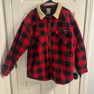 Dickies Sherpa Lined Flannel Jacket 2XL Red Black Buffalo Plaid